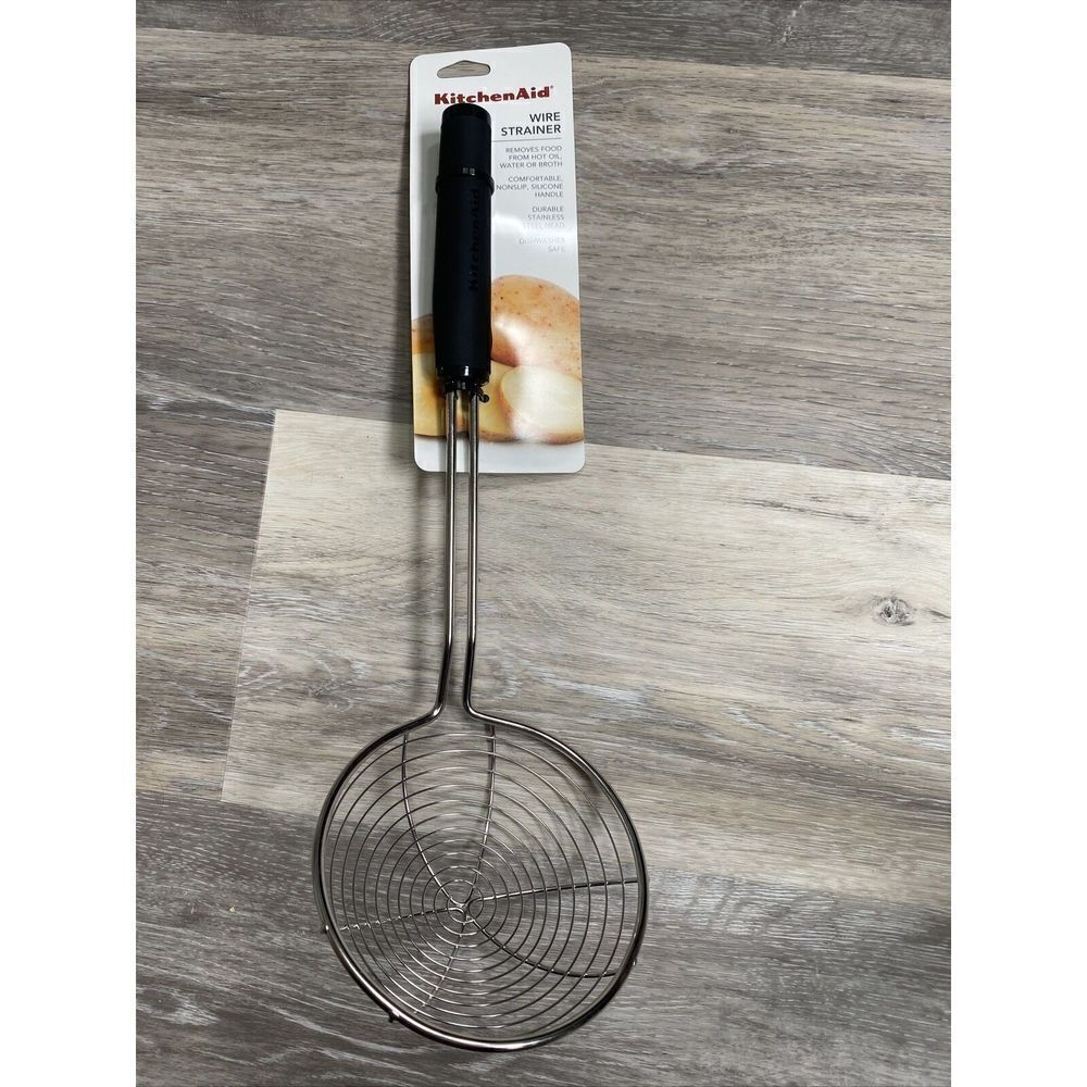 New KitchenAid Asian Strainer Wire Basket- Black colors Soft Grip